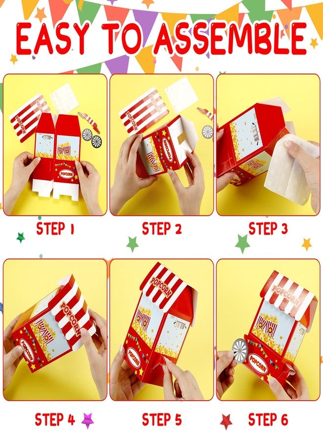 Trandraft 24 Pcs Circus Party Favors Boxes Circus Popcorn Boxes Carnival Birthday Party Decor Halloween Paper Candy Treat Goodies Favors for DIY Holiday Gift Red White Stripes Decor - Image 3